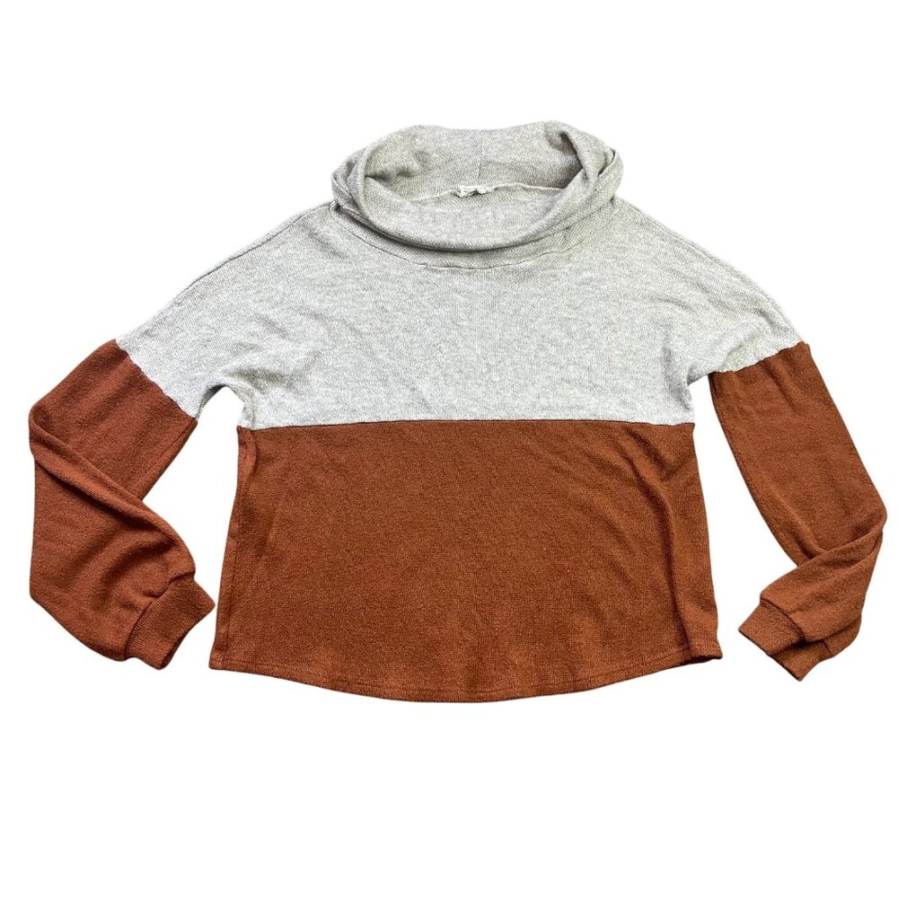 Lovely Melody Two-Tone Cowl Neck Sweater Women's Medium Neutral Rayon USA MADE